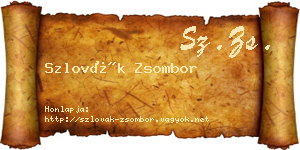 Szlovák Zsombor névjegykártya